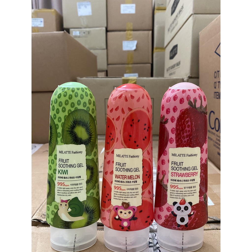 Gel dưỡng ẩm cho da chiết xuất trái cây Milatte Fashiony Fruit Soothing Gel