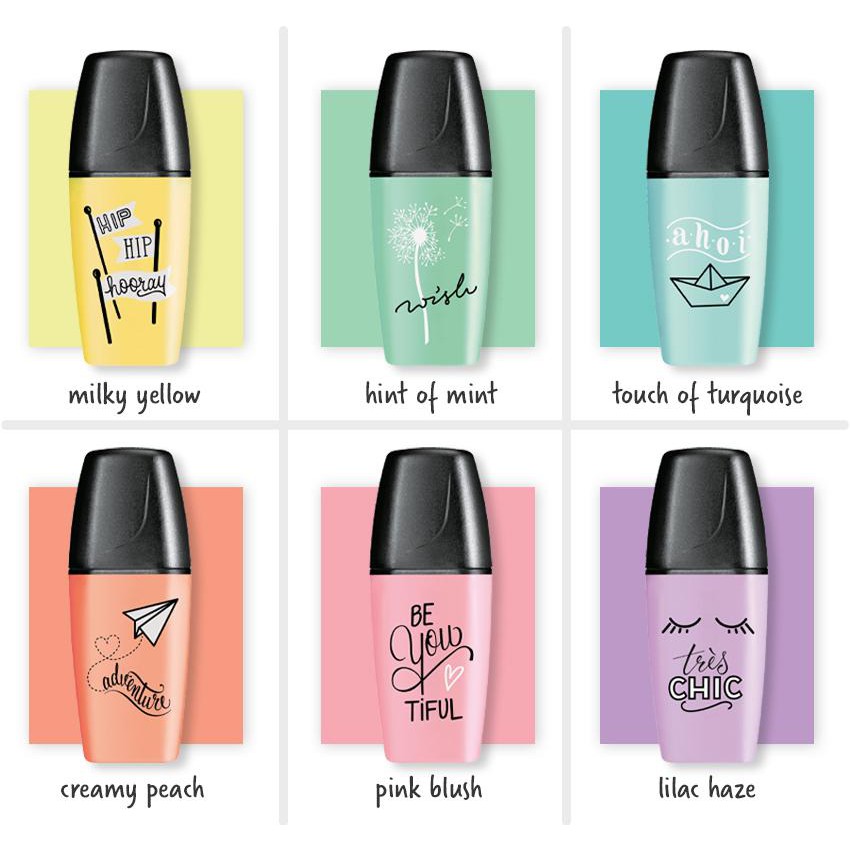 Bộ 6 bút dạ quang STABILO BOSS mini Pastel HLP07