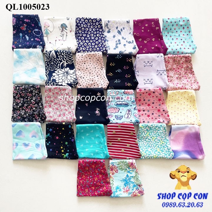 Quần legging dài hoa văn cho bé gái từ 9kg đến 24kg