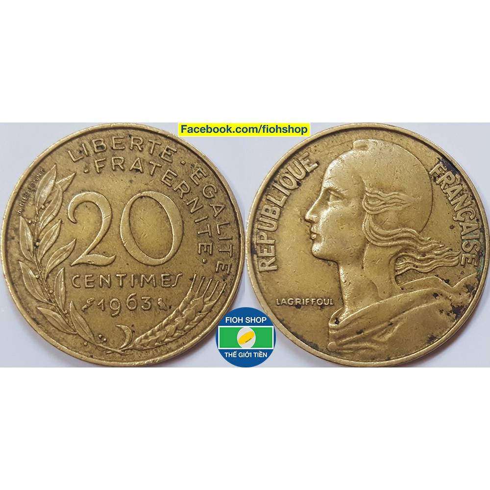 Đồng xu 20 Centimes Pháp  1962-2001