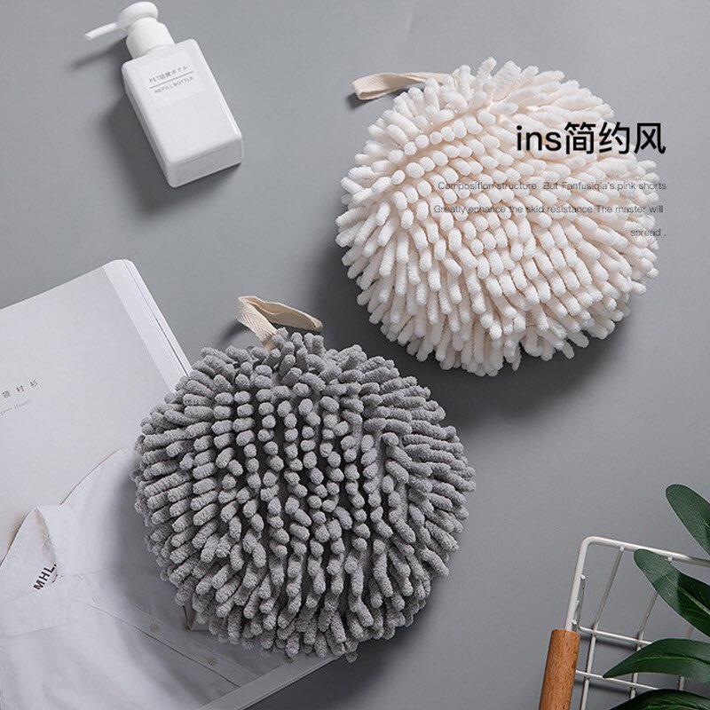 Khăn Lau Tay Nhà Bếp - Nhà Tắm - Khăn Lau Tay Tròn San Hô - Có Dây Treo