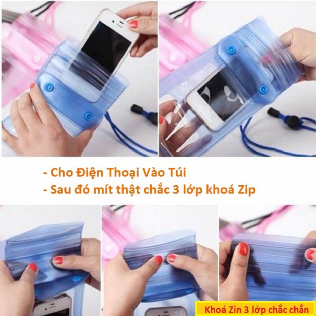 [Mua 5 cái Giá Sỉ] Túi Chống Nước Điện Thoại Đựng Giấy Tờ, Bóp Ví Đi Biển, Đi Mưa, Đi Bơi không lo bị ướt