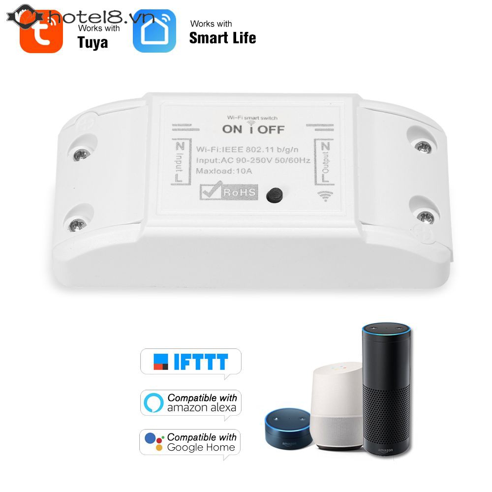 ✦✦ Tuya WiFi Công tắc thông minh 10A / 2200W Công tắc điều khiển từ xa không dây Hẹn giờ Điều khiển ứng dụng Nhà thông minh cho Alexa Google Home [hotel8]