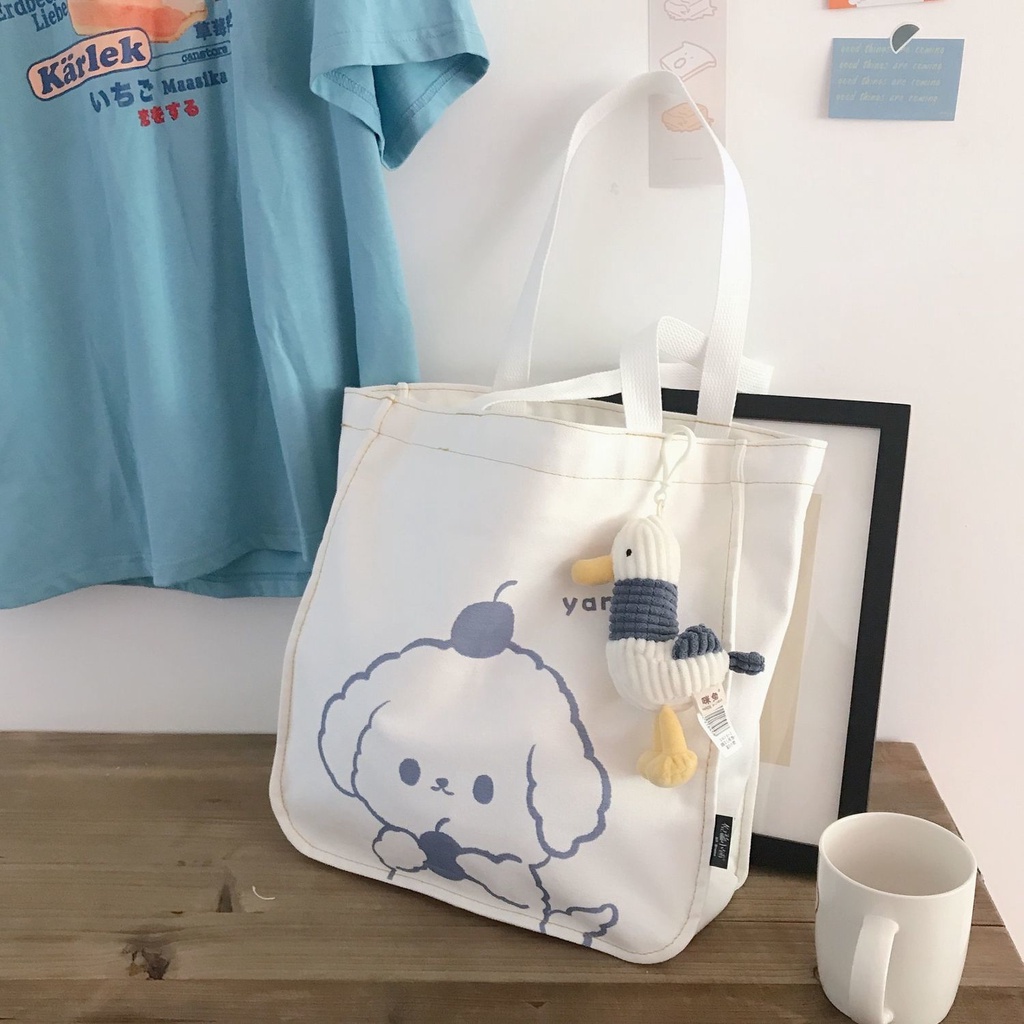 Túi Vải Canvas Sức Chứa Lớn Phong Cách Hàn Quốc Cho Nữ