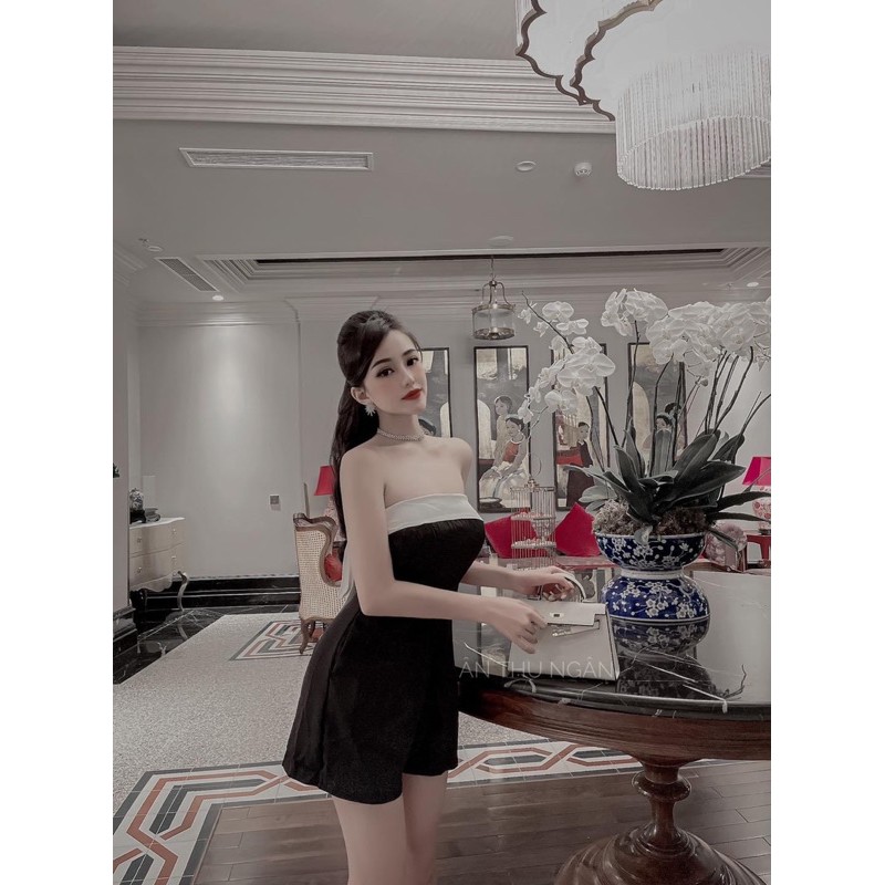 Jumpsuit Quây Đen Viền Cúp Ngực Trắng | BigBuy360 - bigbuy360.vn