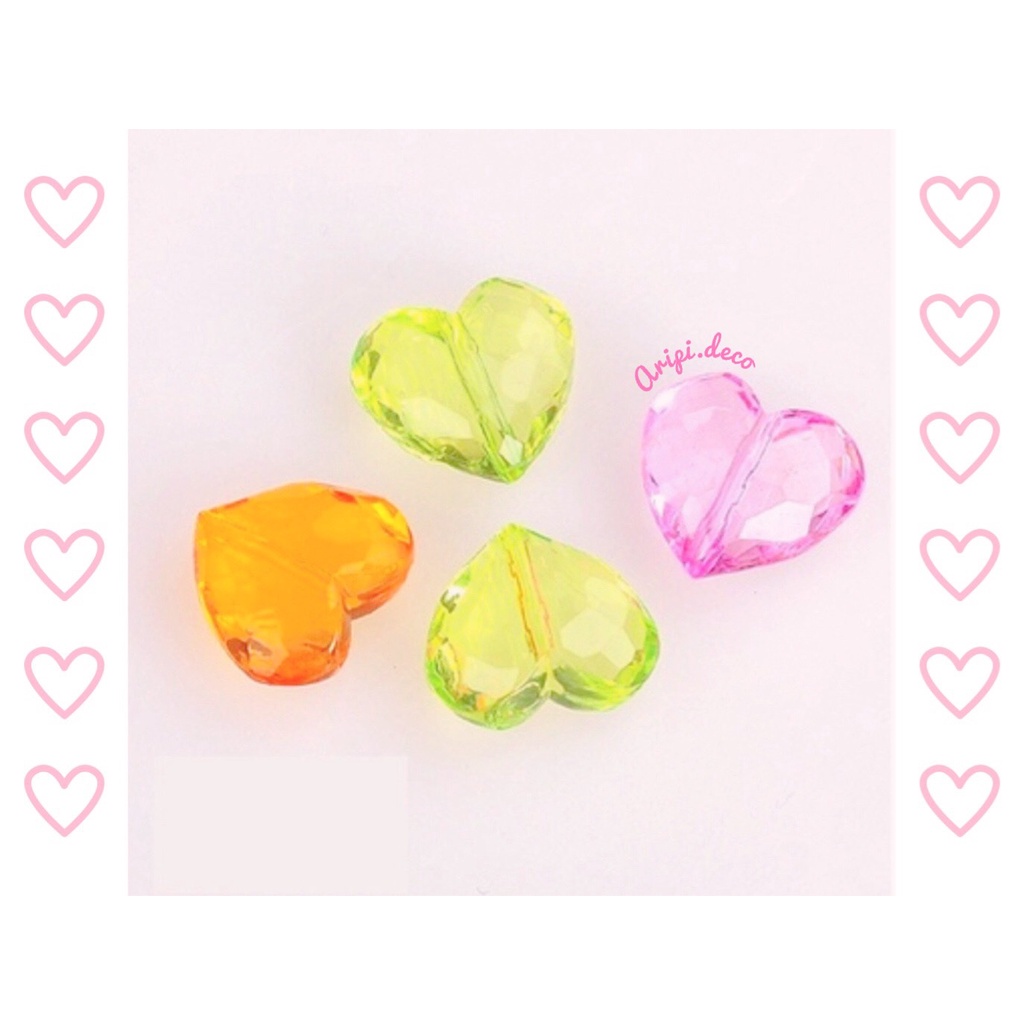 Charm nhựa tim lớn trong xỏ lỗ 2 đầu A22 /Nguyên liệu làm vòng tay /handmade / resin