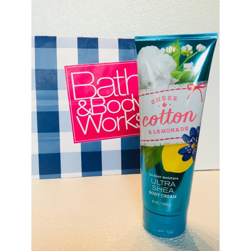 Kem dưỡng ẩm cơ thể Bath &amp; Body Works Sheer Cotton Lemonade Ultra Shea Body Cream 226g (Mỹ)