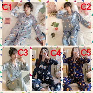 ✅ Bộ đồ ngủ/đồ mặc nhà/pyjama lụa cổ bẻ.