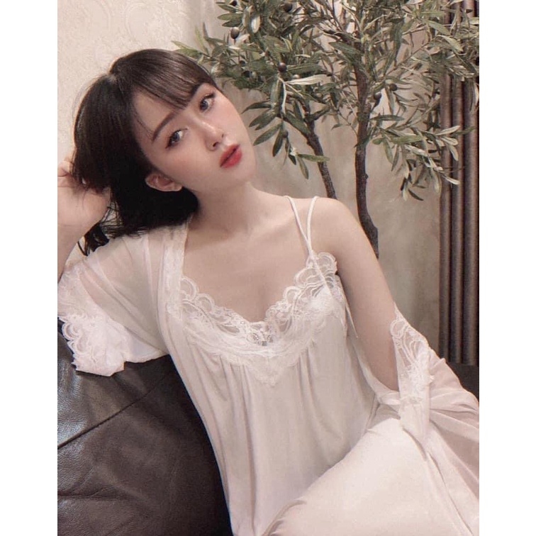 (M.86) Set váy ngủ kèm áo choàng sexy cao cấp Đầm mặc nhà gợi cảm quyến rũ