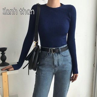 (FREESHIP+VIDEO THẬT) Áo len tơ, tăm cổ tròn