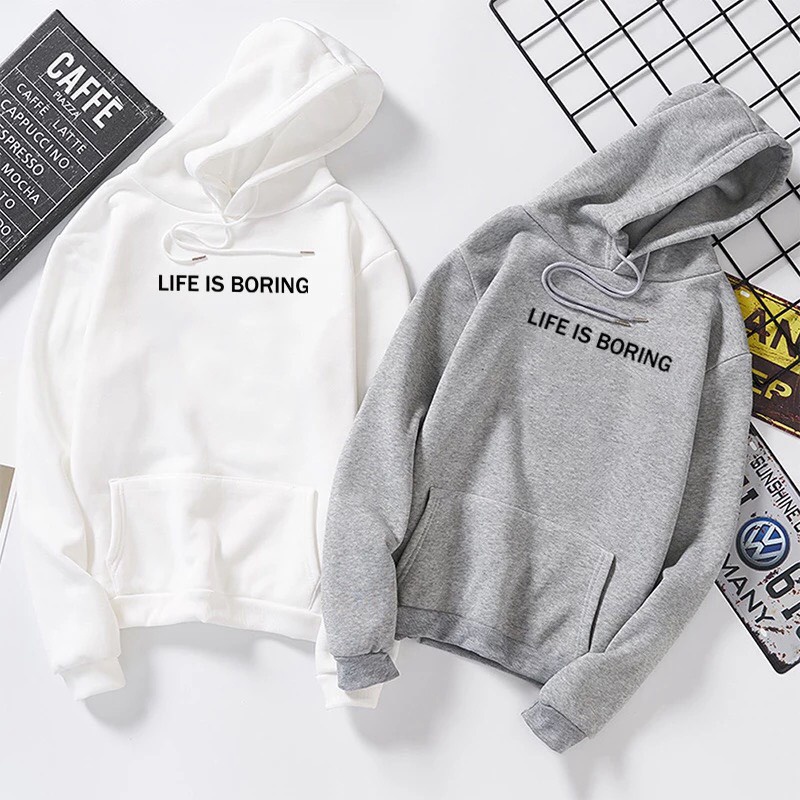 ÁO HOODIE NAM NỮ IN LIFE IS BORING GS25