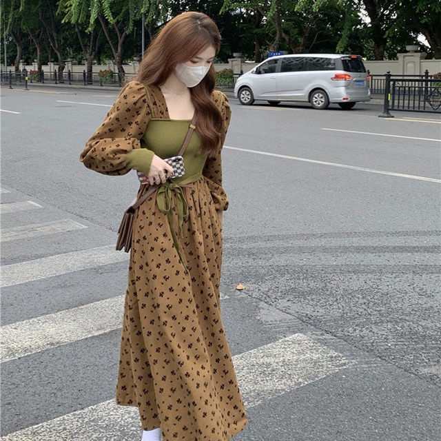Đầm Dáng Dài Phong Cách retro Kiểu Pháp Thời Trang Xuân Thu Mới 2022