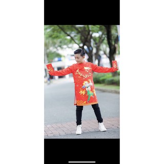 ÁO DÀI TẾT CAO CẤP CHO BÉ TRAI MÀU ĐỎ.