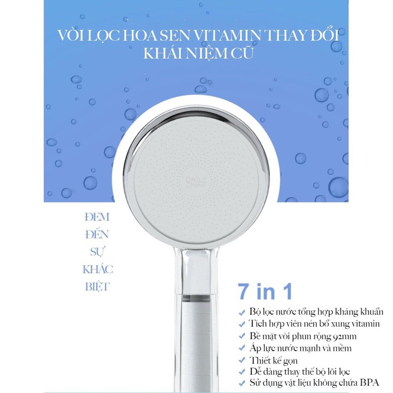 Vòi Sen Tắm Cao Cấp DAILY CHAE Lọc Nước Và Cung Cấp Vitamin Dưỡng Sâu