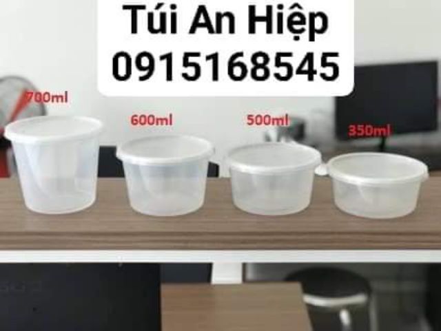 Hộp nhựa thực phẩm, quay được lò vi sóng (10 hộp/lốc kèm nắp) | Microwave plastic tupperware bowls (10 pcs/set with lid)