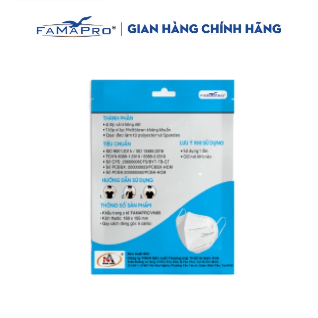 Khẩu trang y tế kháng khuẩn 5 lớp Famapro VN95 - Túi 10 cái