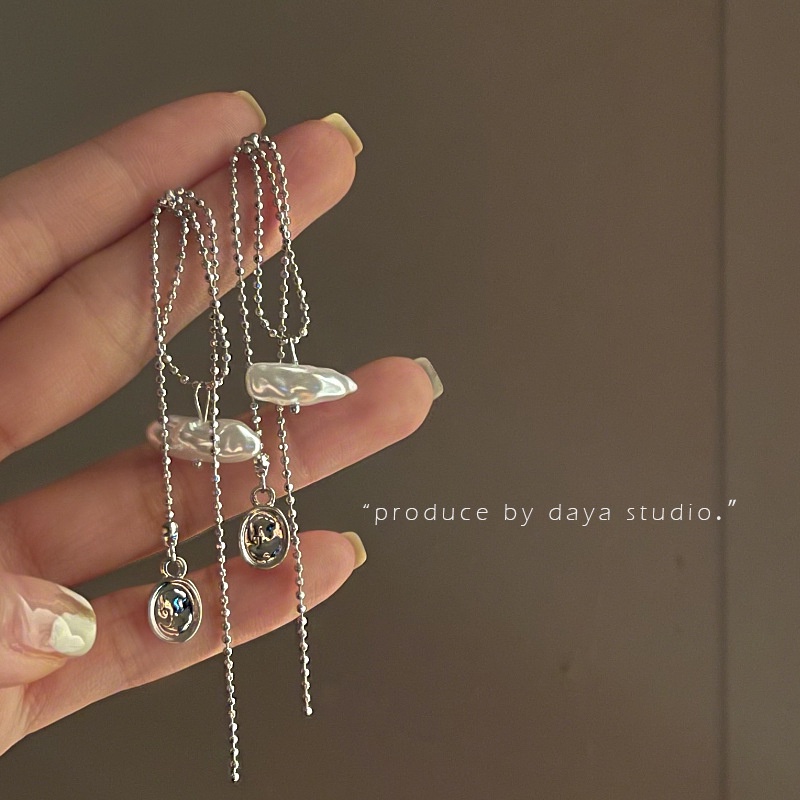 Khuyên Tai Tua Rua Đính Ngọc Trai Phong Cách Retro Pháp 2022