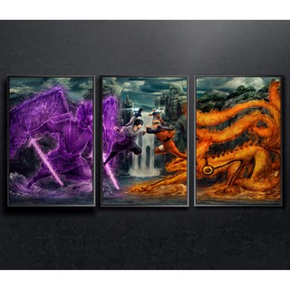 BỘ 3 TRANH CANVAS ANIME NARUTO treo tường in theo yêu cầu - Naruto vs Sasuke