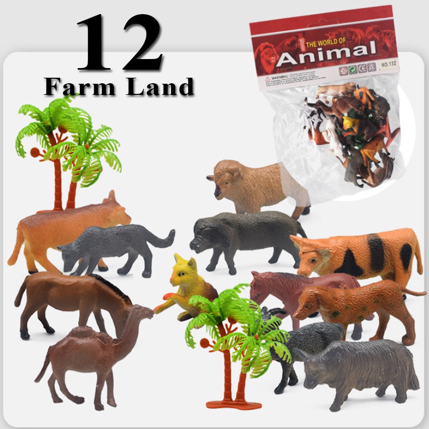 Đồ chơi 12 mô hình thế giới động vật New4all Animal Farm World cho bé 3 tuổi học tập, nhập vai và phát triển trí não