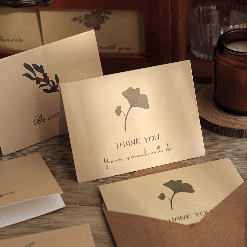 Set 6 Tấm Thiệp Chúc Mừng Kèm Phong Bì Thiết Kế Đơn Giản