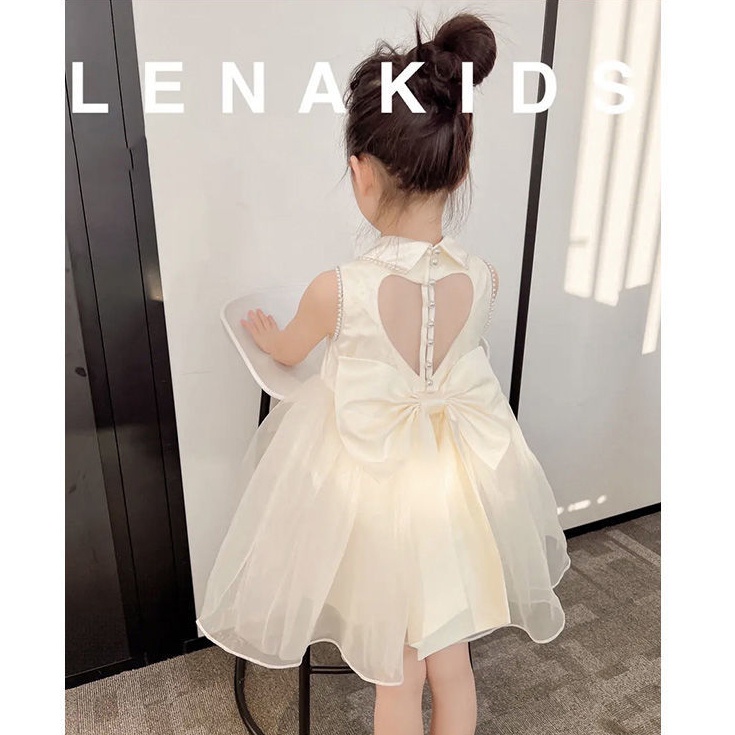 Đầm Công Chúa Hở Lưng Đính Nơ Thời Trang Mùa Hè 2022 Mới Cho Bé Gái