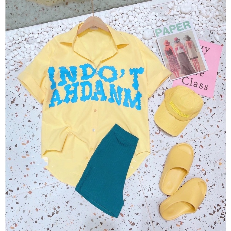 Sét áo sơmi in chữ + quần thun gân | BigBuy360 - bigbuy360.vn