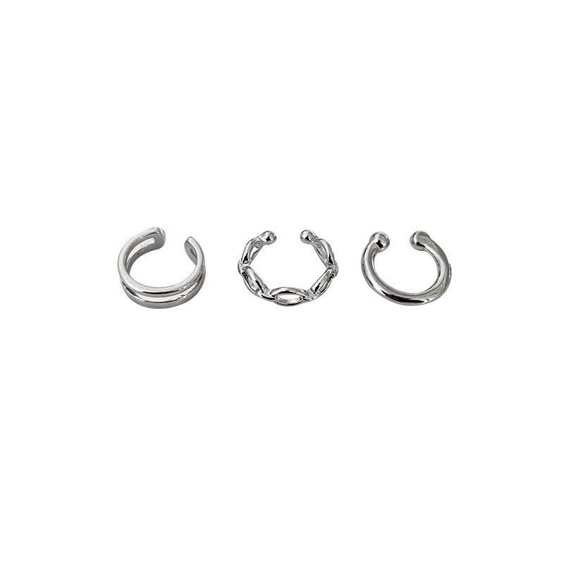 Set 3 Bông Tai Nữ Bạc 925 Không Cần Bấm Lỗ Retro Phong Cách Đơn Giản