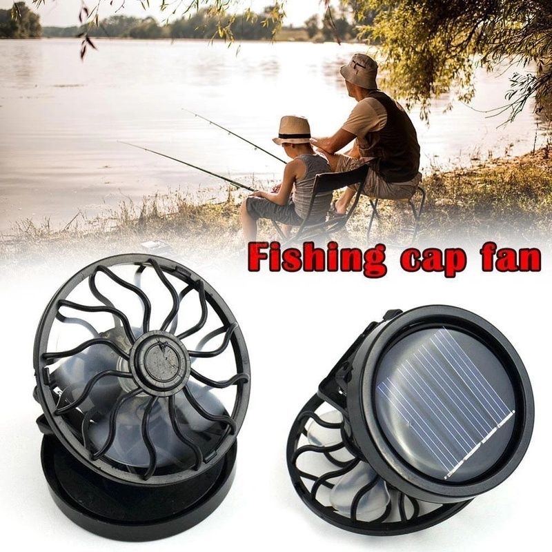 Quạt làm mát sử dụng năng lượng mặt trời mini có kẹp gắn mũ tiện dụng cho hoạt động ngoài trời