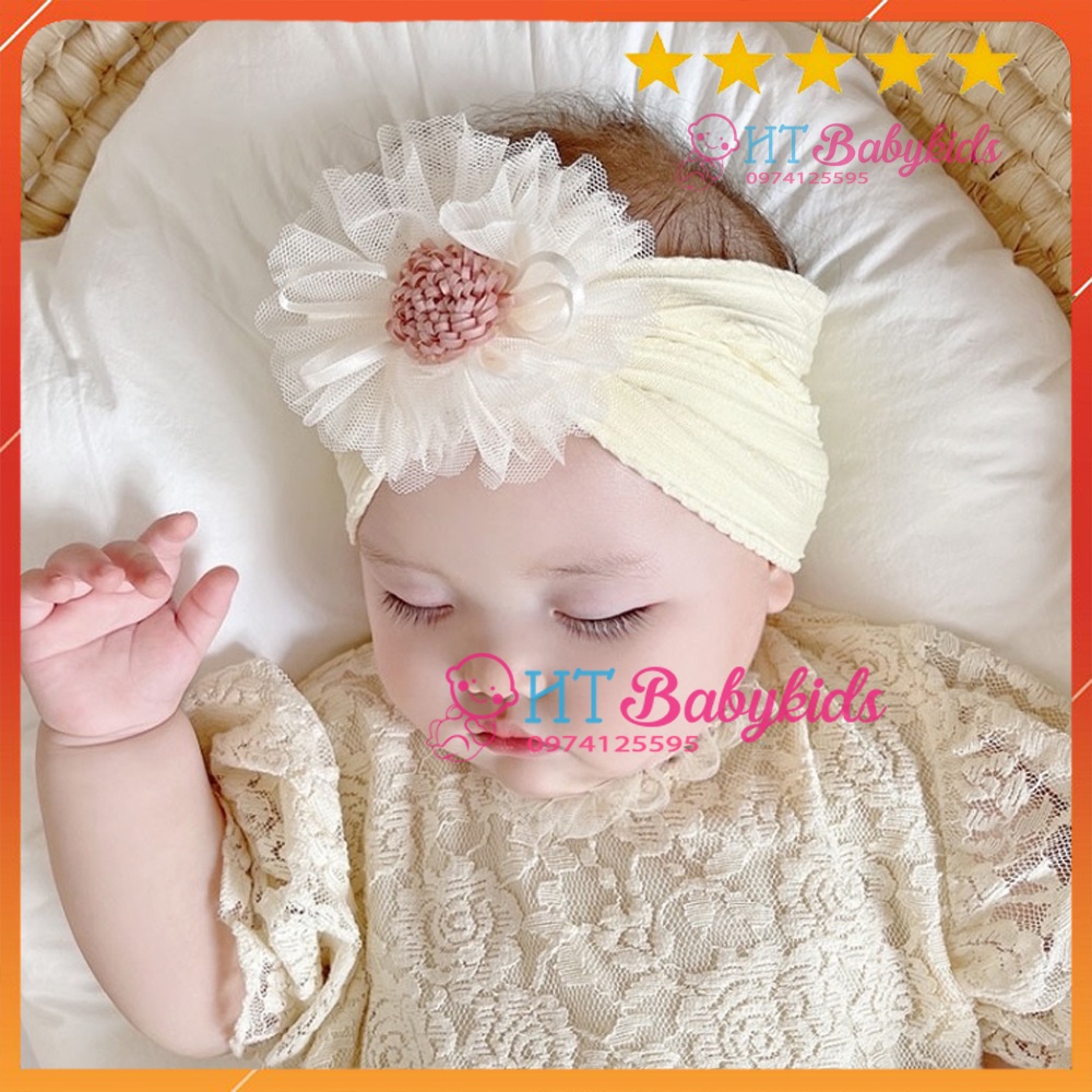 Bờm tóc, băng đô len gân đính hoa cho bé nhiều mẫu xinh