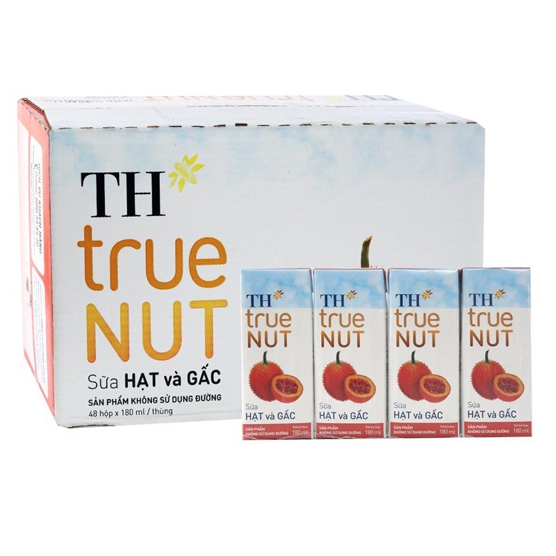 Thùng 48 hộp Sữa hạt và Gấc TH true NUT 180 ml