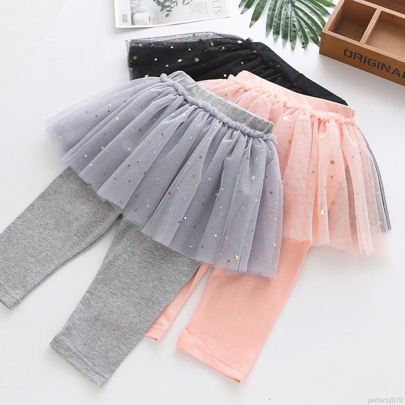 Quần legging phối váy lưới xinh xắn đáng yêu cho bé gái