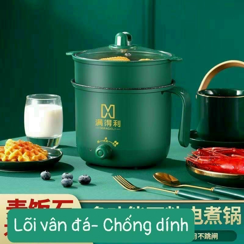 Nồi Lẩu Điện Mini, Nấu Mì 2 Tầng Kèm Giá Hấp Đa Năng  Nướng, Luộc, Chiên Chống Dính Vấn Đá Tiện Lợi, Ca nấu mì mẫu mới