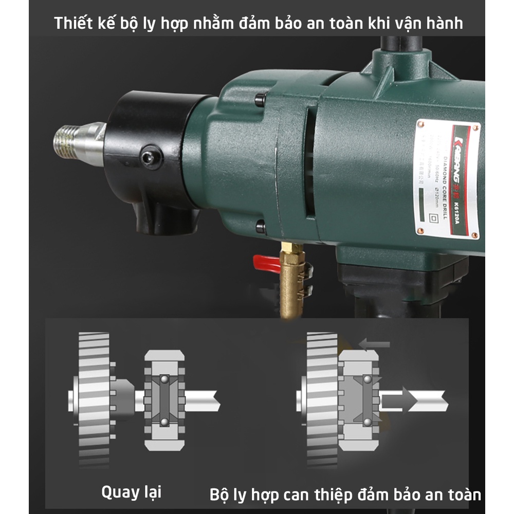 Máy khoan rút lõi Kaibang K6168B - Công suất 2300W - Khoan lỗ Max 200mm - Hàng chính hãng - Bảo hành 6 tháng