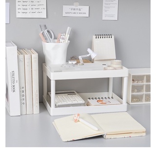 Kệ để bàn 2 tầng, kệ decor bàn học, kệ nhựa mỹ phẩm