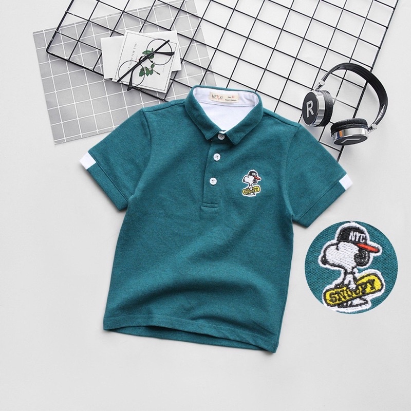ÁO THUN POLO THÊU CÚN SNOOPY