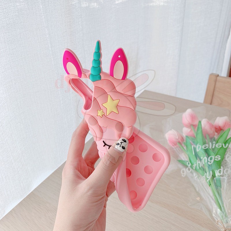 Ốp điện thoại silicon mềm kiểu nhấn bong bóng tích hợp dây đeo cho IPHONE 11 12 PRO MAX 5 6SP 7 8 PLUS X XS XR XS MAX