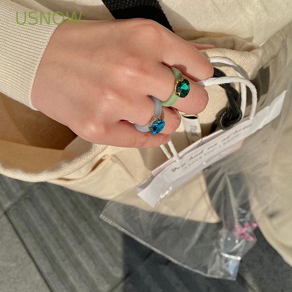 Nhẫn Hình Elip Bằng Resin Màu Sắc Kẹo Ngọt Phong Cách Hàn Quốc Thời Trang Cho Nữ