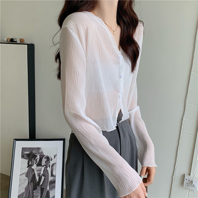 Áo Khoác cardigan chiffon Mỏng Tay Dài Chống Nắng Thời Trang Mùa Hè Cho Nữ