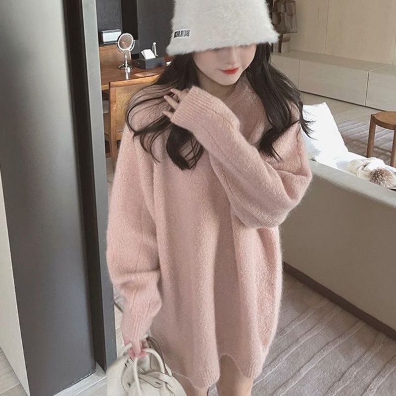 Áo Len Nữ Dài Tay Cổ Tròn Form Rộng Thời Trang Hàn