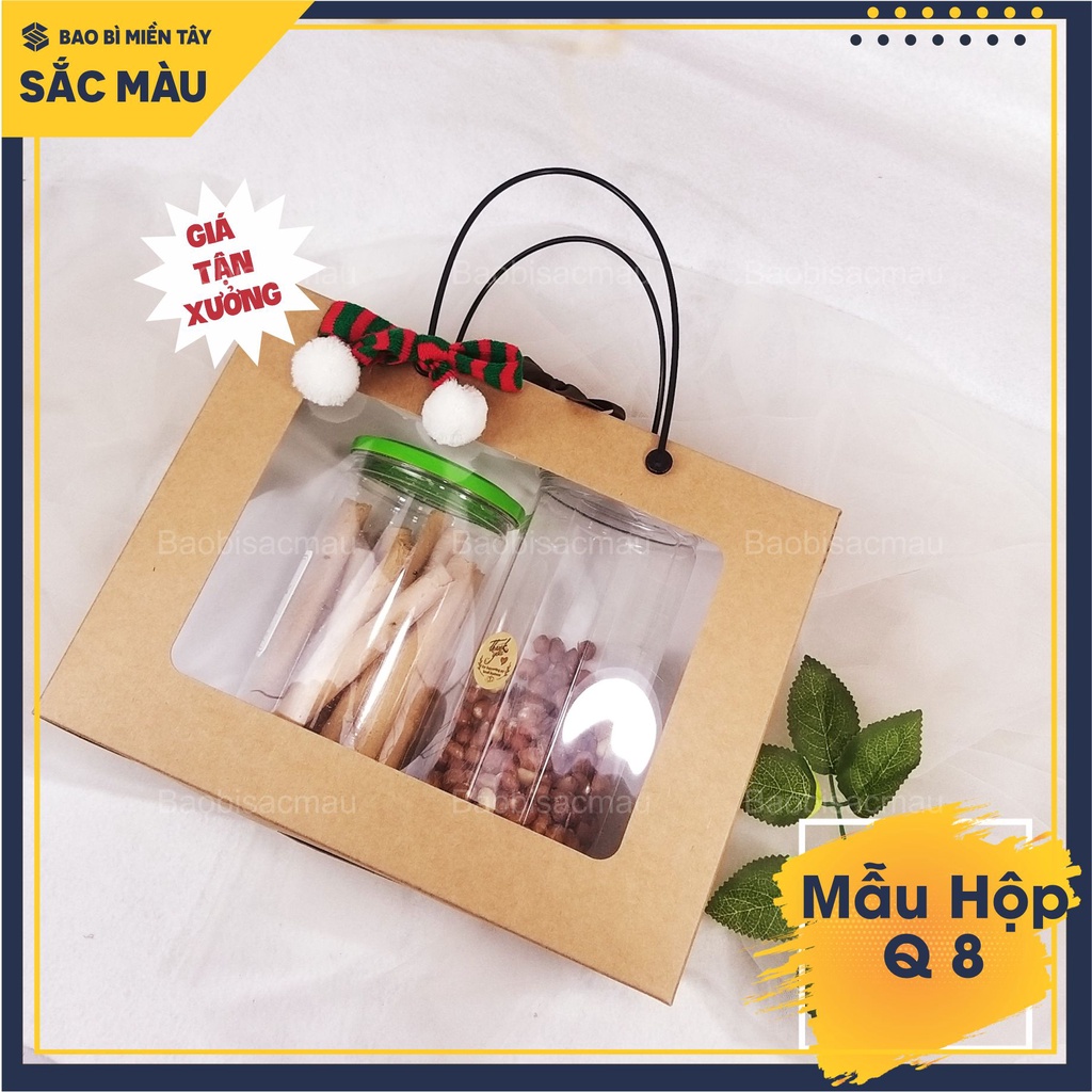 5 Hộp giấy kraft có quai nhựa ( Q8) kích thước lớn dùng để đựng quà tặng, quà tết, đồ trang trí....