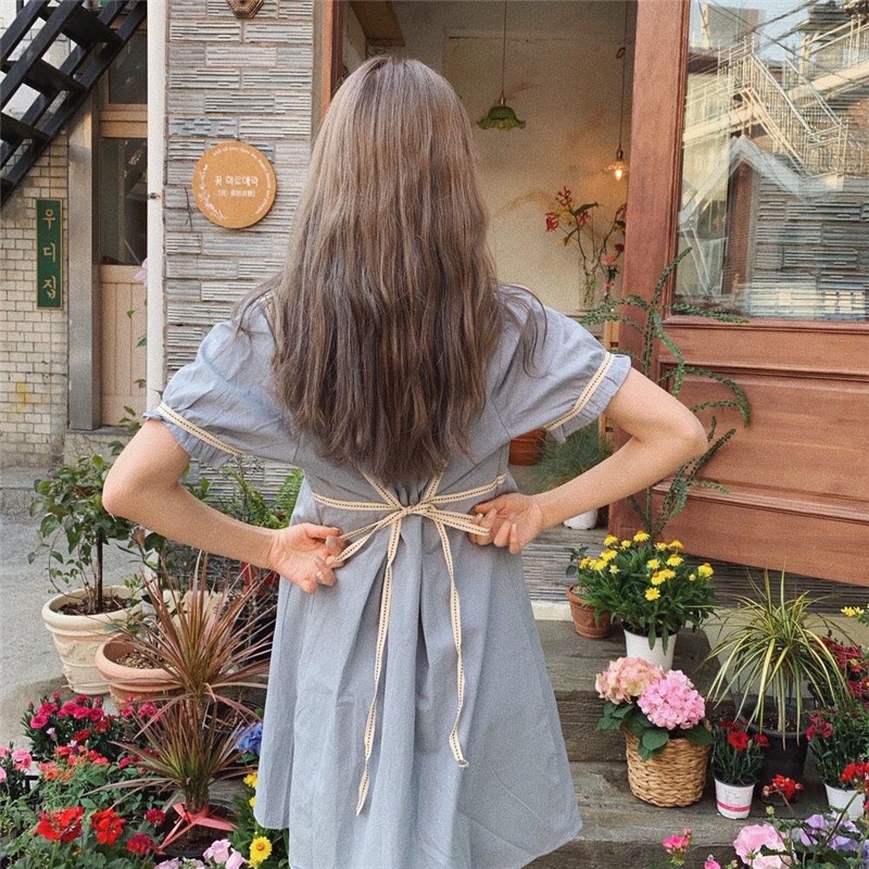 Lila Dress - đầm suông tay phồng cổ V🍭