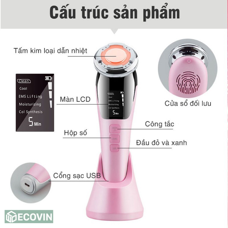 Bảo Hành 24T_ Máy Massage Mặt ION Nóng Lạnh Cầm Tay, Mát Xa Nâng Cơ Mặt, Đẩy Dưỡng Chất 💝FREESHIP💝