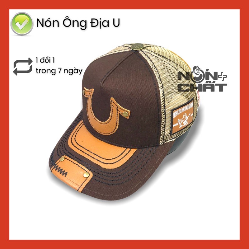 Nón Lưỡi Trai Nón Ông Địa U da xịn lưới mát - Mũ lưỡi trai nam cực ngầu (2 màu nâu, trắng)