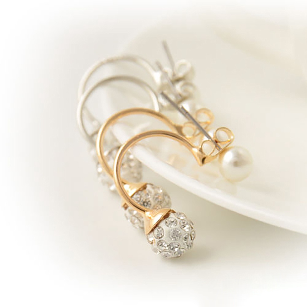 Đôi bông tai đính kim cương và ngọc trai thời trang cho nữ