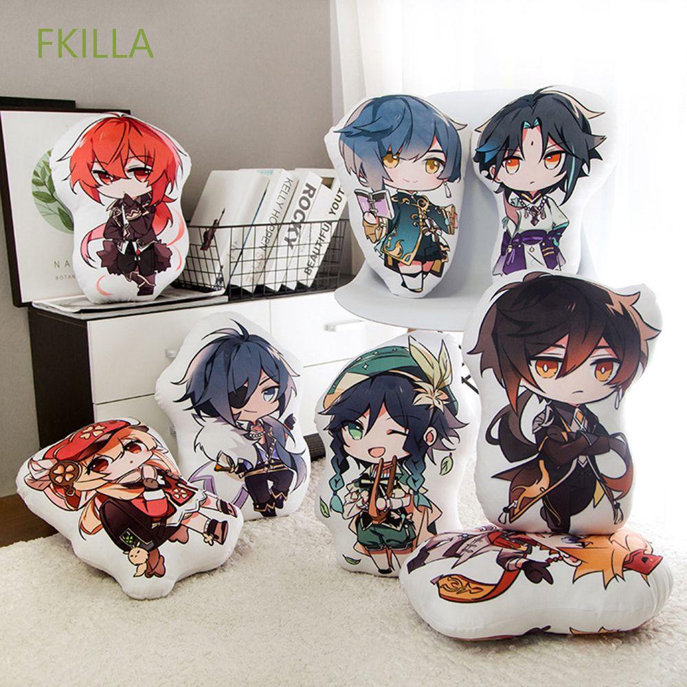 Đồ chơi nhung lông hình hoạt hình Genshin Impact Zhongli Tartaglia Xiao Venti Diluc Kaeya Paimon Keli 45 cm