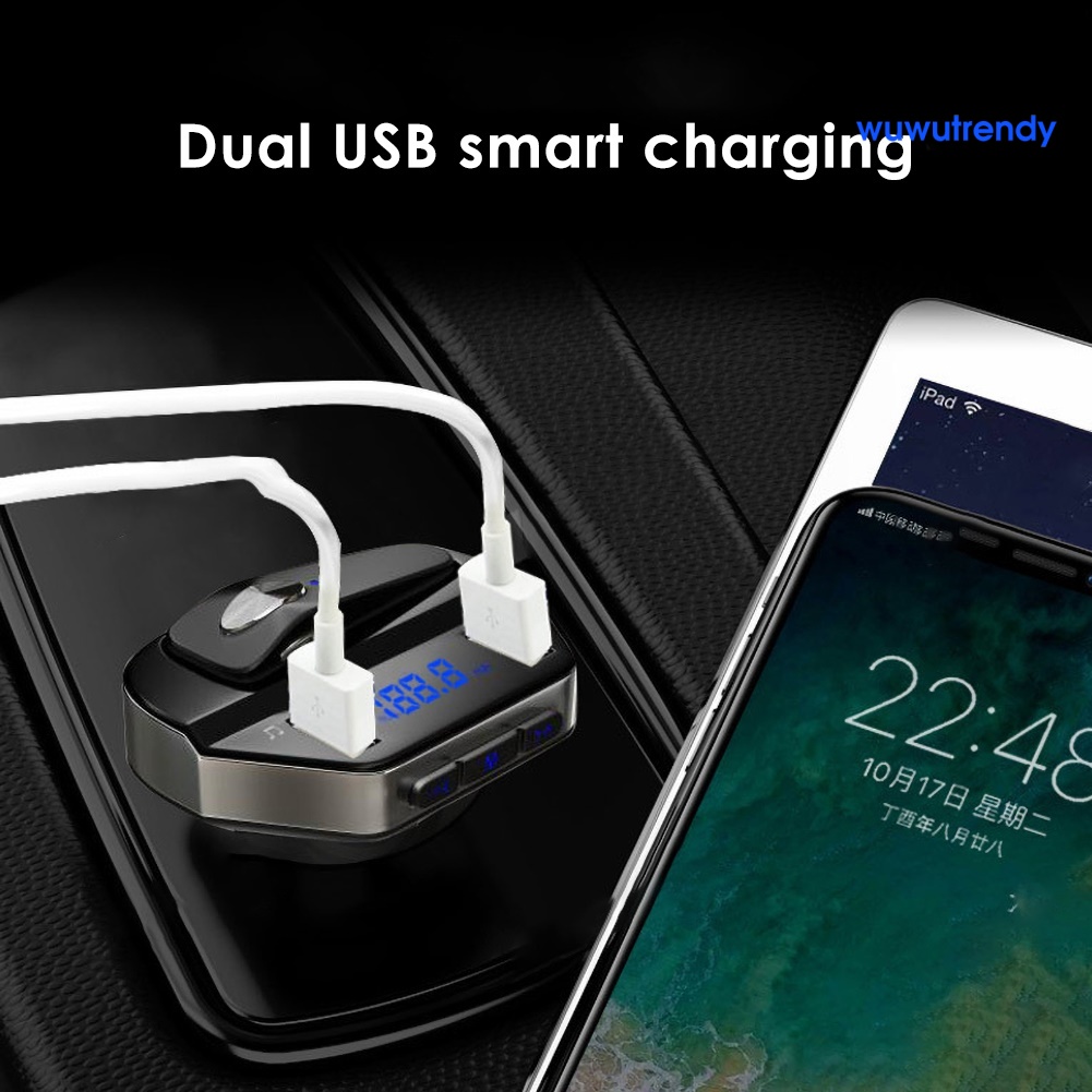 Máy Nghe Nhạc Mp3 Bluetooth V6 Tích Hợp Cổng Sạc Usb Kép Cho Xe Hơi