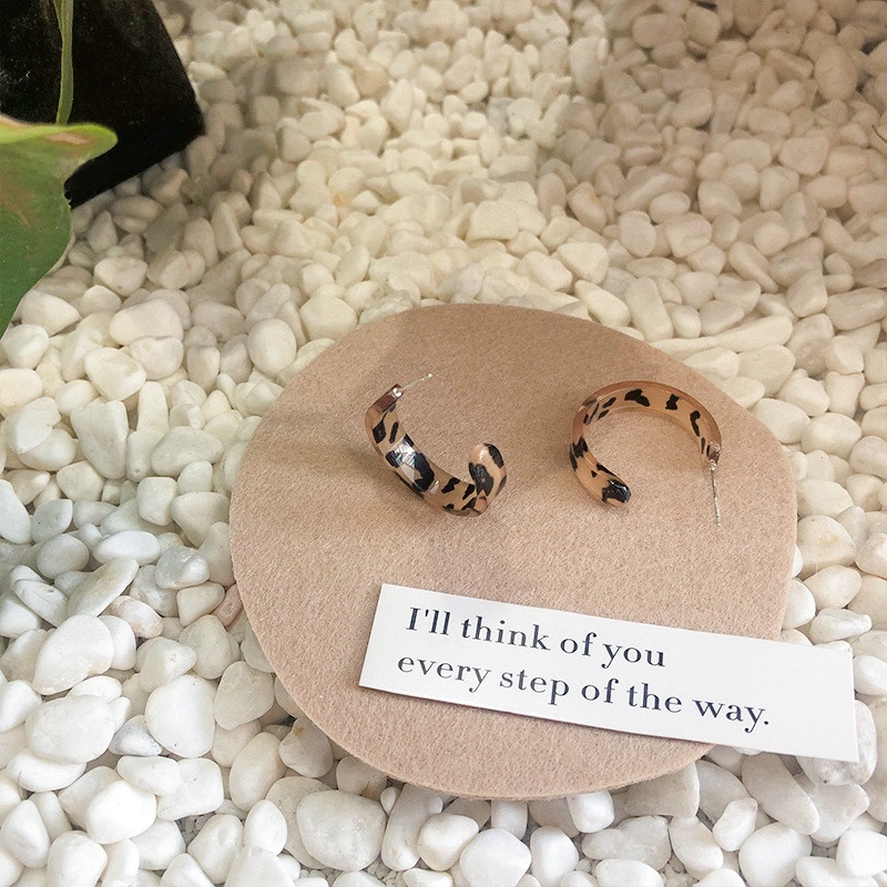 Bông Tai Hình Học Họa Tiết Da Báo Màu Nâu Phong Cách Hàn Quốc Thời Trang Mới 2022