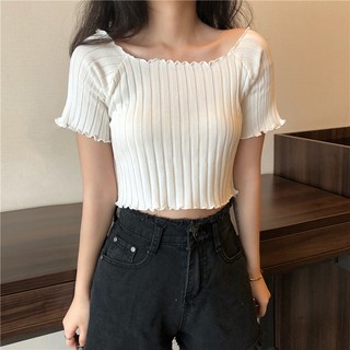 Áo thun gân trễ vai DA326
