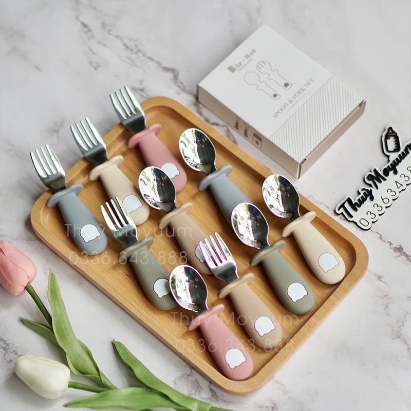 Set thìa dĩa hình gấu Inox Bar Rot