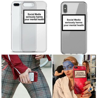 ☀️☀️Ốp Điện Thoại Mềm Trong Suốt In Chữ Social Media Seriously Harms Your Mental Health Cho iPhone